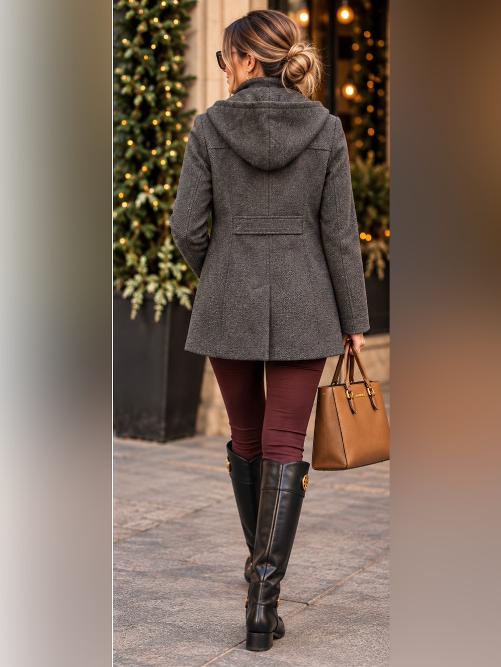 GAP Charcoal Gray Hooded Tailored Wool Blend Coat Jacket XS